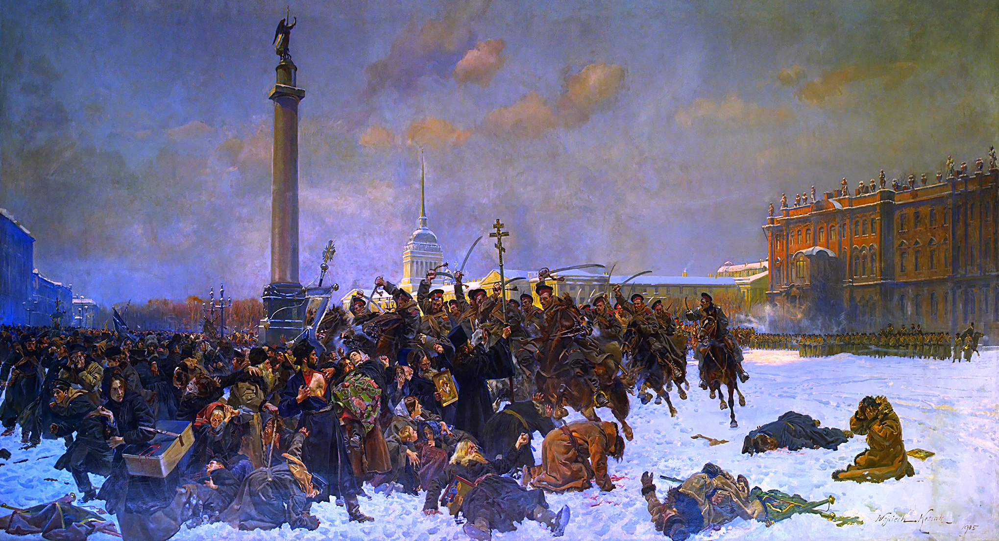 Bloody Sunday in 1905, painted by Wojciech Kossak